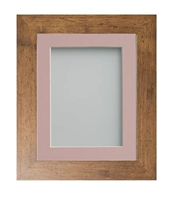 Frame Company Watson Rustic Picture Photo Frame fitted with Perspex, 20x16 inch with Pink Mount for image size 16x12 inch