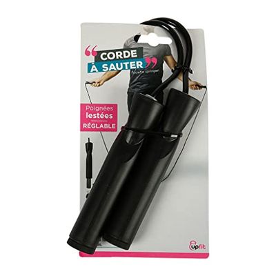 UPFIT - Springtouw – verzwaarde handgrepen – ergonomische handgrepen met licht generfde textuur voor een goede grip – geschikt voor gebruik binnenshuis – lengte: 2,80 m – materiaal: pvc