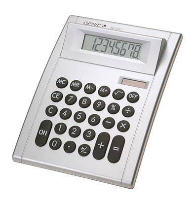 Genie 50DC kalkylator för skrivbord med vinklad 8-siffrig display silver