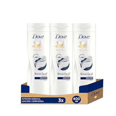 Dove Latte per il Corpo Nutrizione Essenziale, Crema Idratante per pelli secche, Confezione da 3 x 400 ml