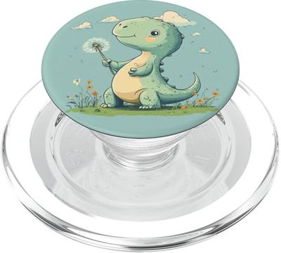 Bonito gráfico de dinosaurio de diente de león para niños y niñas PopSockets PopGrip para MagSafe