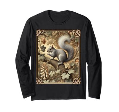 Fauna selvatica vintage scoiattolo grigio Maglia a Manica
