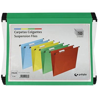 Grafoplas – Confezione 10 Uds cartella sospesa foglio con mirino superiore corto 65 mm effetto lente verde
