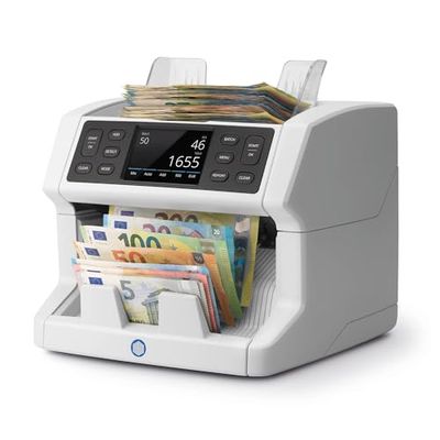 Safescan 2885-S Contadora de billetes, cuenta el valor de billetes mezclados incluyendo USD - Contadora detectora de billetes falsos en 7 puntos - Máquina para contar billetes con interfaz multilingüe