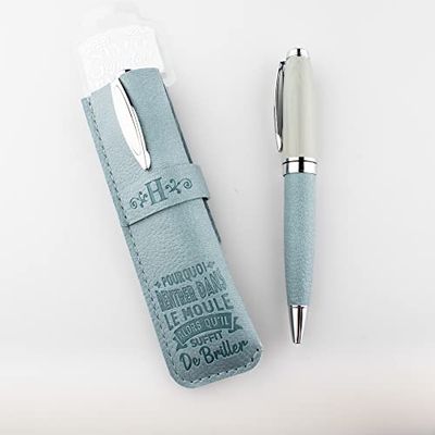 Balpen van bamboe, met etui met initialen H