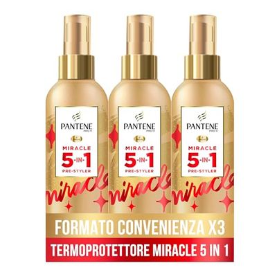 Pantene Pro-V Miracle 5-In-1 Pre-Styler, Spray per Capelli senza Risciacquo, Termoprotettore, per Capelli Flessibili e Modellabili in Qualsiasi Stile, 3 x 200 ml
