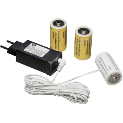 Konstsmide 5173-000 - Adaptador de energia para bateria (3 pilhas C de 1,5 V, 4,5 V, cabo branco), cor branca