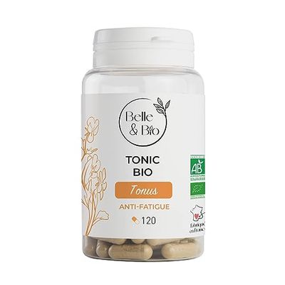 TONUS & ANTI-FATIGUE - Tonic Bio - Maca, Gingembre, Guarana & Acérola certifiés Bio - Pilulier de 120 gélules - Cure 2 mois - Complément Alimentaire BELLE&BIO - Fabriqué en France