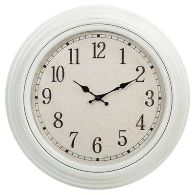 Kiera Grace Emerson Horloge Murale Ronde, 50,8 cm, 5,1 cm de Profondeur, Vieilli Blanc
