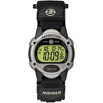 Timex Expedition, relógio unissexo adulto, de pulseira digital com correia rápida, T47852, Preto/tom prateado, Expedition Chrono/alarme/temporizador