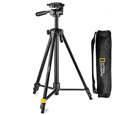 NATIONAL GEOGRAPHIC , middelgroot fotostatief met 3-wegkop en snelsluiting, 3-delige poten, hendelsluiting, centrale rekkolom, maximale belasting 1,5 kg, inclusief tas, aluminium, NGPH000