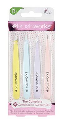 Brushworks HD 4 Piece Combination Tweezer Set - Mixed