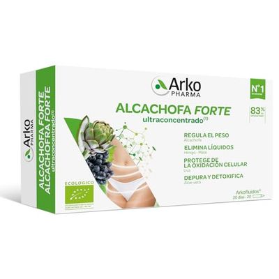 Arkopharma Arkofluido Alcachofa Forte BIO Más Aloe Vera 20 Ampollas, Eliminar Toxinas del Organismo Más Asesoramiento Nutricional, Complemento Alimenticio, 20 Unidad (Paquete de 1)