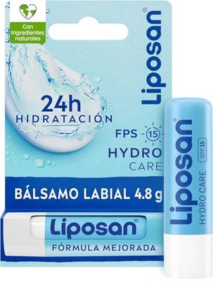 Liposan Hydro Care FPS 15 (1 x 4,8 g), cacao de labios con 24 horas de hidratación, bálsamo labial con protección solar, bálsamo hidratante para unos labios bonitos y suaves