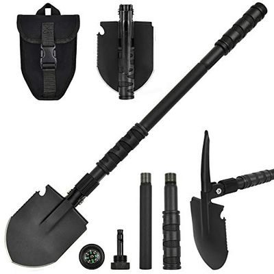 Yeacool Opvouwbare draagbare schop militaire spade pickax met tactische taille pack multitool voor outdoor wandelen, kamperen, backpacken, vissen, greppel invoeren survival tool, auto noodgeval,