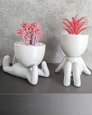 OLEEK Piccole piante finte per la decorazione di mensole - Regalo rosa - Simpatico arredamento per ufficio per le donne - Decorazioni per ufficio per scrivania da donna - Decorazioni da scrivania per