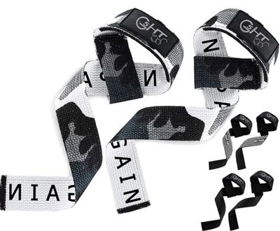 G5 HT SPORT Straps (Imbottiti) Allenamento Bodybuilding Uomo Donna Cinghie Sollevamento Pesi per Powerlifting Deadlift Weightlifting (Camo)
