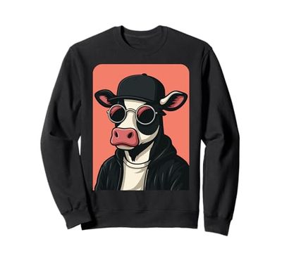 Mucca che indossa occhiali da sole uomo donna grafica mucca Felpa