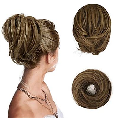 BARSDAR Hair Bun Ponytail Extension, Straight Synthetic Hairpiece Fully Short Ponytail Bun Extensions Hair Accessories Elastic Easy Scrunchie for Women