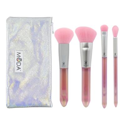 Moda Royal & Langnickel - Set di 5 pennelli da trucco con custodia, include polvere, pennello angolare, pennello MD Shader e pennelli, quarzo rosa, BMD-MRQSET5