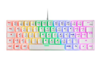 Mars Gaming MK60, Teclado Gaming Mecánico 60% Ultraligero con Switch Marrón, Iluminación Rainbow RGB, Teclas Doble Inyección, Anti-Ghosting y Modo Juego, Multiplataforma, Idioma Italiano, Blanco