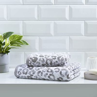 Fusion Baño - Toalla de Mano 100% algodón Jacquard - 50 x 90 cm, Color Gris