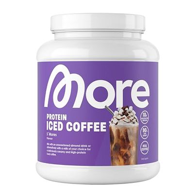 MORE Protein Iced Coffee, S'Mores, 500 g, 1.1 lbs, 20 Servings - Protein Powder with Instant Coffee - Made in Germany
