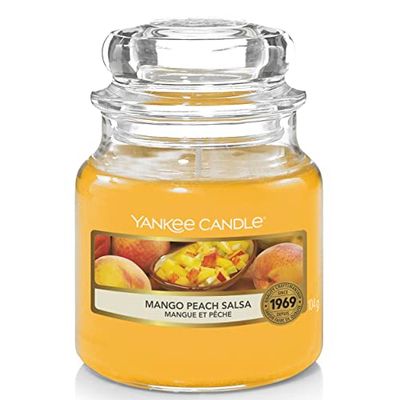 Yankee Candle Doftljus | Mango Peach Salsa | i Liten Burk | Bränntid: Upp till 30 timmar, Orange