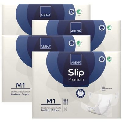 ABENA Slip Premium All-In-One Incontinence Pads For Men and Women, Eco-Labelled Pads - Medium 1, 70-110cm Waist, 2000ml Absorbency, 4x 26PK
