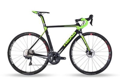 HEAD I- Speed Race, Bicicletta da Corsa Unisex Adulto, Nero Opaco/Verde, 52