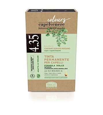 Helan, Capelvenere Colours, Tinta per Capelli Naturale Permanente, Formula Dolce 4.35N Castano Dorato Mogano, Kit Facile Uso Inodore e Ottima Copertura, Tinta Capelli senza Ammoniaca e Alcool