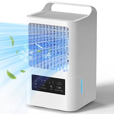 OMISOON Mobiele Airconditioner 800ml, 4-in-1 Draagbare Airco, 120° Oscillatie, 3 Snelheden, 2 Miststanden, Mini Airco met Handvat, Draagbare Luchtkoeler Geschikt voor Slaapkamer, Kantoor