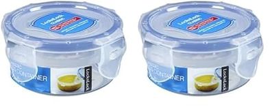 Lock & Lock HPL931 Round Storage Container - Clear/Blue, 100 ml (Pack of 2)