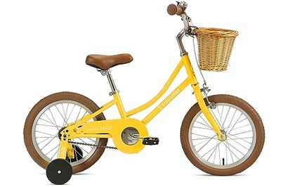 FabricBike Kinderfiets met pedalen voor jongens en meisjes, afneembare steunwielen, remmen, wielen 12 en 16 inch, 4 kleuren (Classic Honey, 16 inch): 3-7 jaar