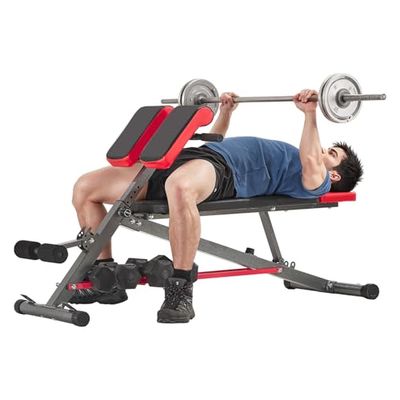 VEVOR Multifunctionele halterbank voor training van het hele lichaam, met Romeinse stoel, 300 kg, voor rug-, arm- en buikspiertraining, koolstofstaal