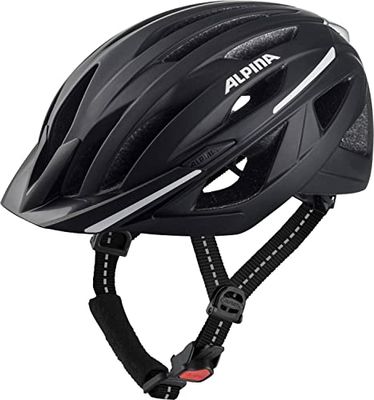 ALPINA HAGA, Black Matt, 58-63 cm, Casque de Cyclisme pour Hommes et Femmes, Haute sécurité et Confort avec Ergo Flex et lumière intégrée.