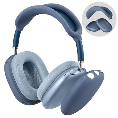 Fintie Silikonfodral för AirPods Max hörlurar, repfria öronkåpor skydd och pannbandsskydd för AirPods Max, tillbehör hudskydd för AirPods Max (mörkblå)
