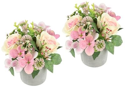 Bloemstuk Rozen, hortensia, bruiloft, kunstbloem, 15 cm, kleine tafelbloem als echte decoratieve bloem, decoratie, bruiloftsdecoratie, bloemversiering, kunstplant, kunstbloem, tafeldecoratie