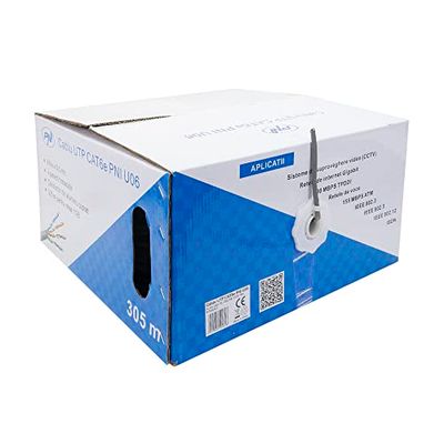 UTP CAT6 PNI U06 kabel met 4 paar getwiste draden 0,50 mm CCA, voor internet en bewakingssystemen, rol 305m