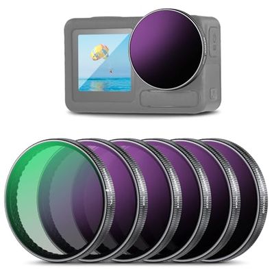 NEEWER Set Filtri ND Compatibile con DJI Osmo Action 3/4/5 Pro, 6pz, ND8+ND16+ND32+ND64+ND1000+CPL, Accessori Action Camera, Filtro a Densità Neutra Polarizzante, Vetro Ottico HD Multistrato, FL-A78