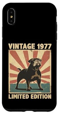 48 Years Old 48th Birthday Vintage 1977 Bulldog British Dog Case for iPhone XS Max