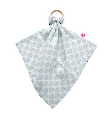 Knuffeldoek 2-laags van katoen (Öko-Tex Standard 100) met bijtring van hout, natuurlijk theehout - schepen mintgroen