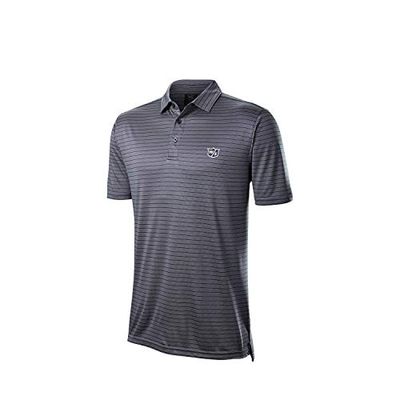 Wilson Staff Hombre Polo de golf, WILSON STAFF STRIPE POLO, Poliéster, Azul, Talla XL, WGA700731XL