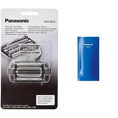 Panasonic Testina di Ricambio per Rasoi Elettrici Uomo & Liquido di pulizia per rasoio ES-LV95-S, 15 ml, 3 pezzi