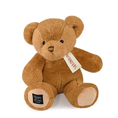 Histoire d'Ours - Peluche Ours - Le Nounours - Noisette - 28 cm - Peluche Super Douce à Caliner pour les Enfants Filles et Garçons - Idée Cadeau de Naissance Bébé, Noël et Anniversaire - HO3226