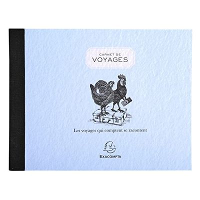 Exacompta - Réf. 274E - 1 Carnet de voyages - Format pocket horizontal - Dimensions extérieures : 11,5 x 15 cm - Papier 110 g/m² légèrement teinté - 40 pages