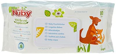 Nuby Dr. Talbot's - Lingettes bébé - Lingettes humides jetables - Lingettes à l'aide d'ingrédients naturels et Citroganix™ - 80 pièces - 0+ mois