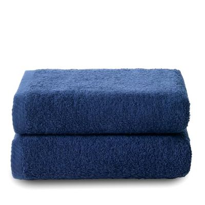 Top Towel - Plus - Large Bath Towels - Bathroom Towels - 2 Hand or Sink Towels - 50 x 100 cm - 100% Cotton - Navy