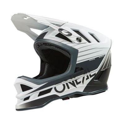 O'NEAL | Casco de Bicicleta de montaña | MTB Downhill | Aberturas de ventilación para el Flujo de Aire, Carcasa Exterior de ABS | Casco Blade POLYACRYLITE Delta V.23 | Adulto | Blanco Gris | Talla L