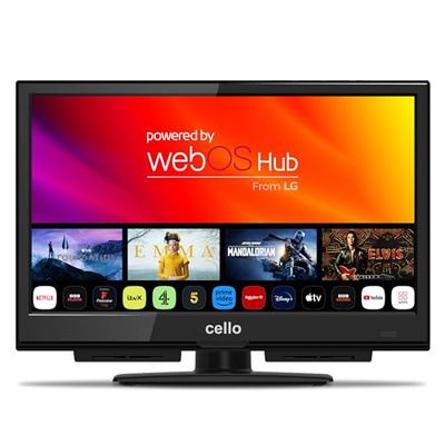 Cello C1624WS 16" Smart TV WEBOS by LG Full HD LED TV Triple Tuner DVB-T/T2-C-S2 HDMI USB Bluetooth 230V "Pitch Perfect Sound" voor een unieke geluidservaring, SMART DVD